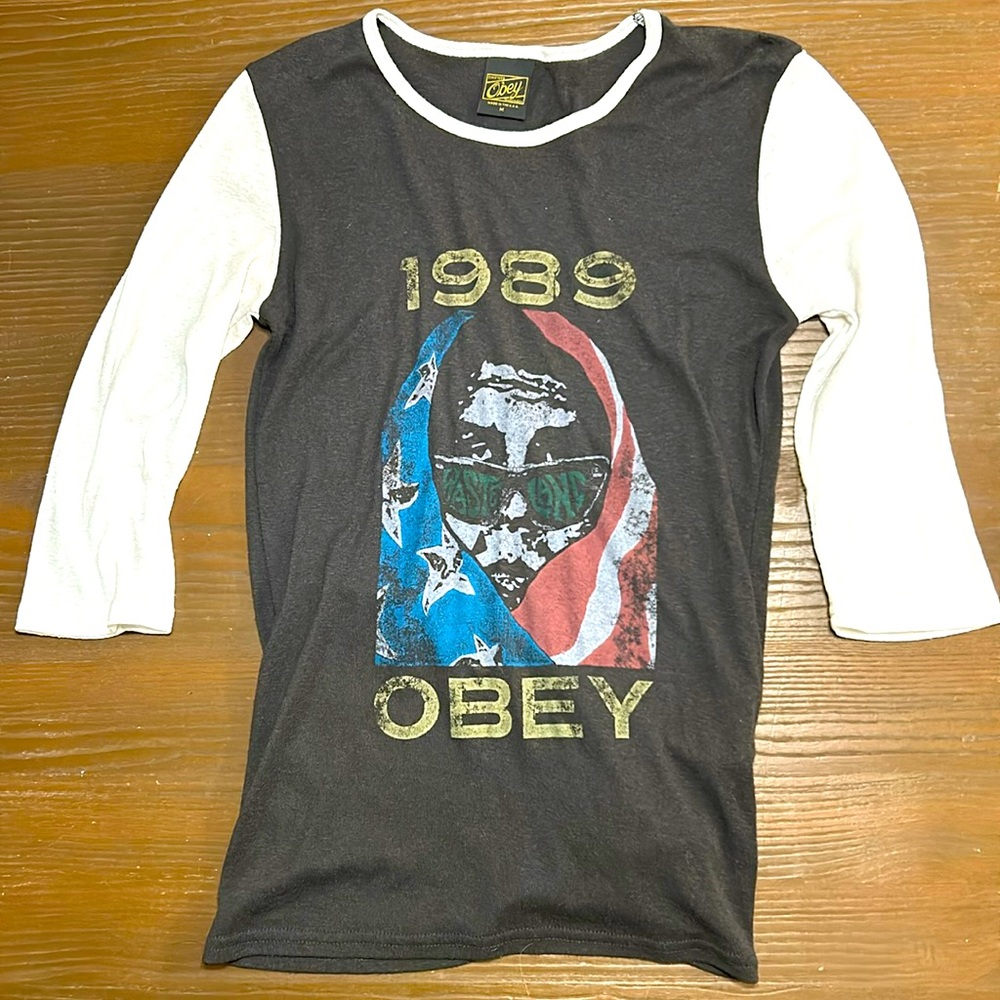 Obey 1989 Wastelsnd baseball tee, size medium